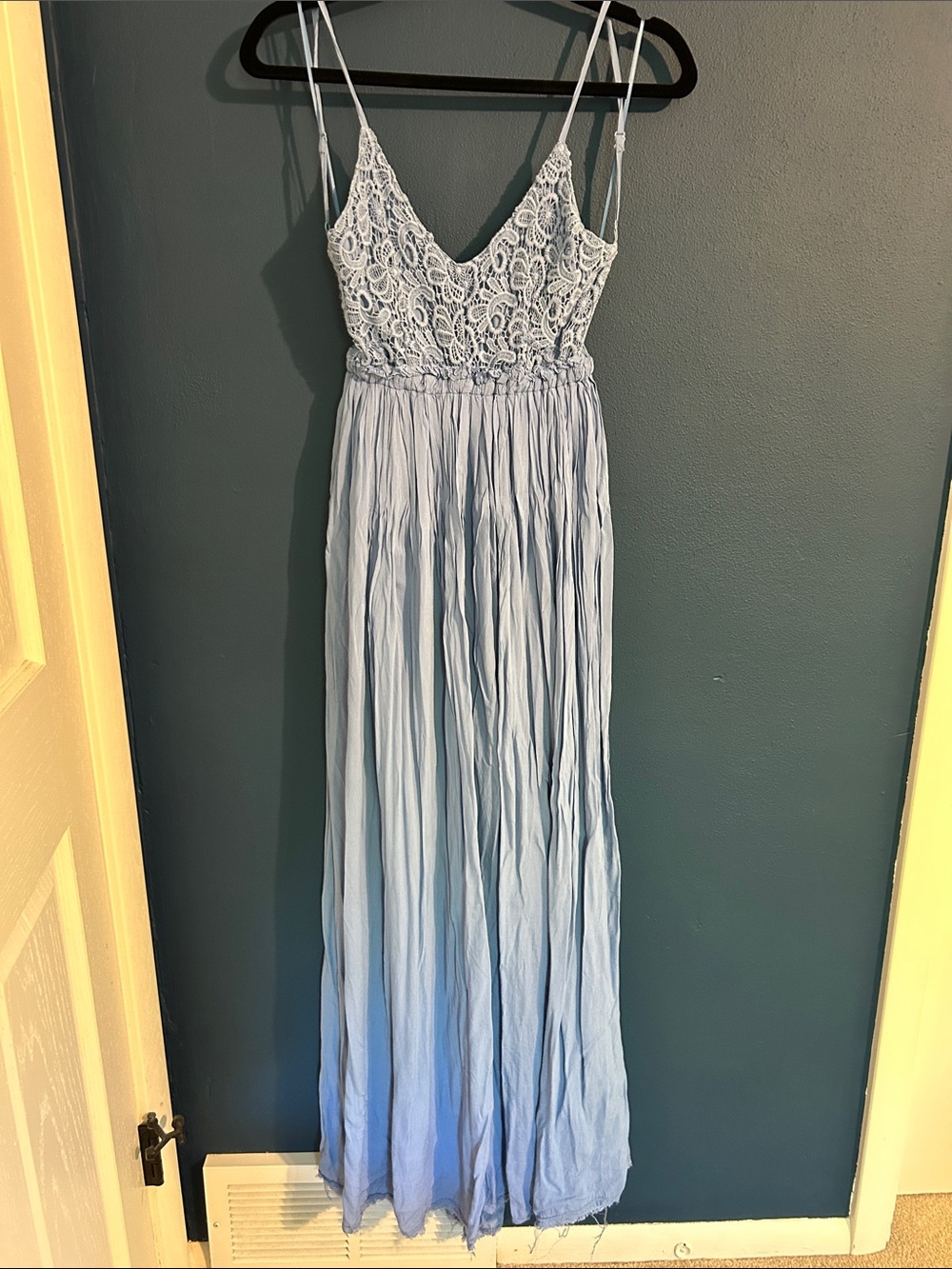 Fashion Nova Light Blue Lace Bodice Maxi Dress